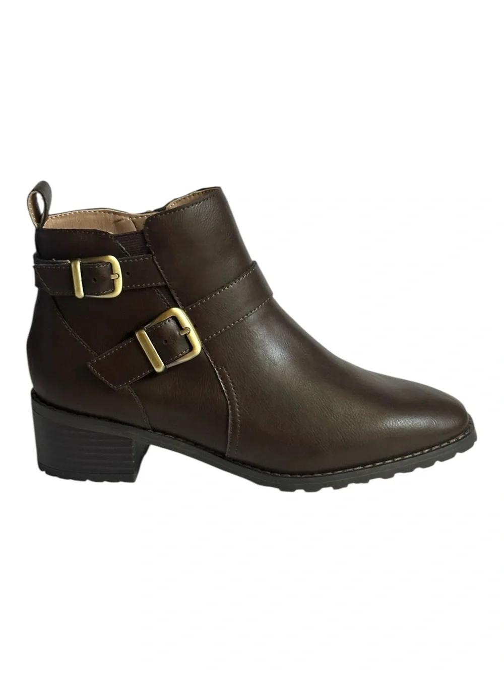Blondo Shantel Waterproof Leather Ankle Boots Brown Double Buckle 8M NWOB